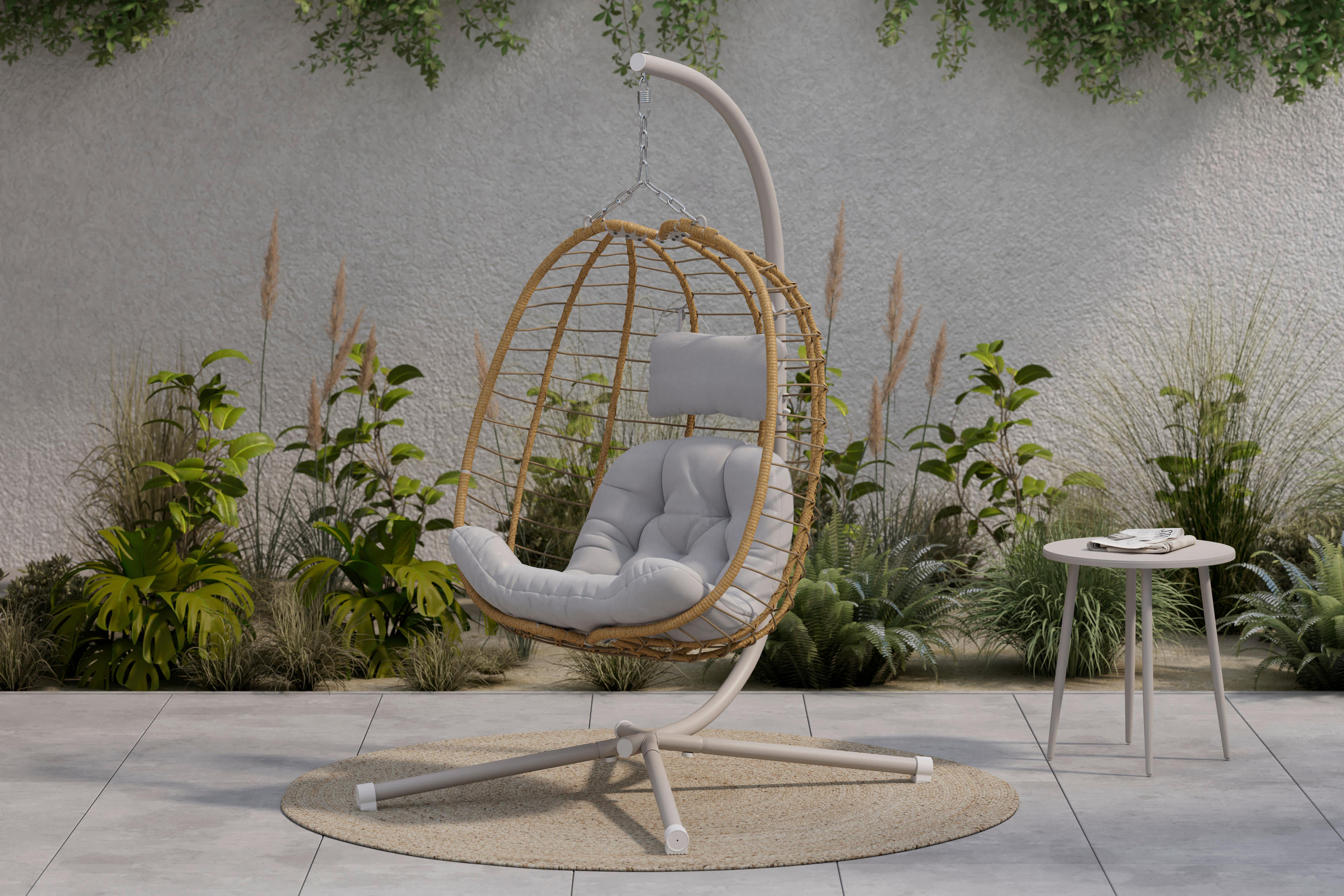 HÄNGESESSEL 100/186/111 cm  - Beige/Hellgrau, MODERN, Kunststoff/Textil (100/186/111cm) - Ambia Garden