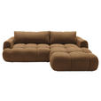 ECKSOFA Dunkelbraun Struktur Rückenkissen, Bettkasten, Schlaffunktion, Rücken echt, Liegefläche im Originalstoff  - Dunkelbraun/Schwarz, KONVENTIONELL, Kunststoff/Textil (272/172cm) - Carryhome