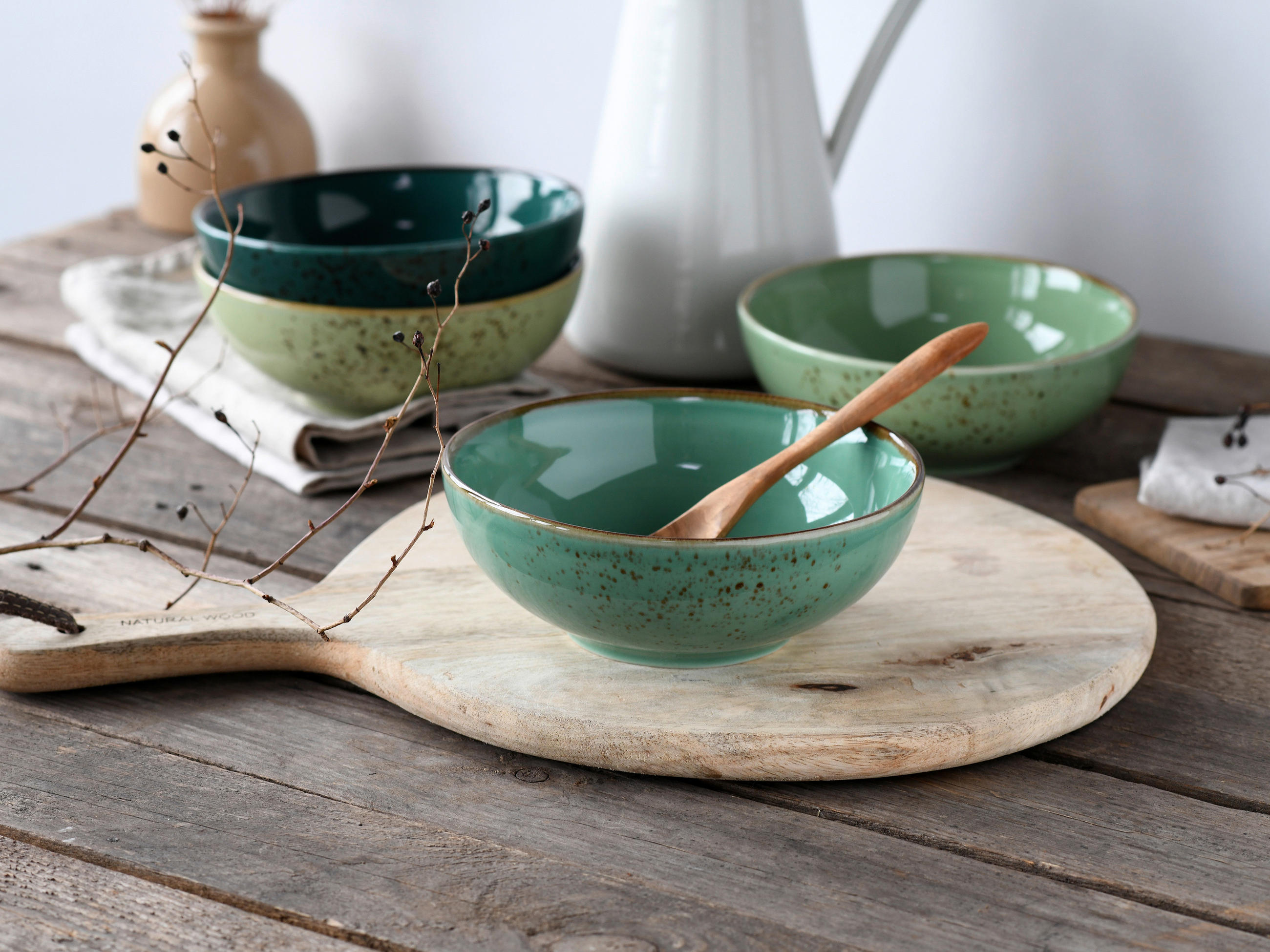 SKÅLSET 4 delar Nature Collection   - grön, Design, keramik - Creatable