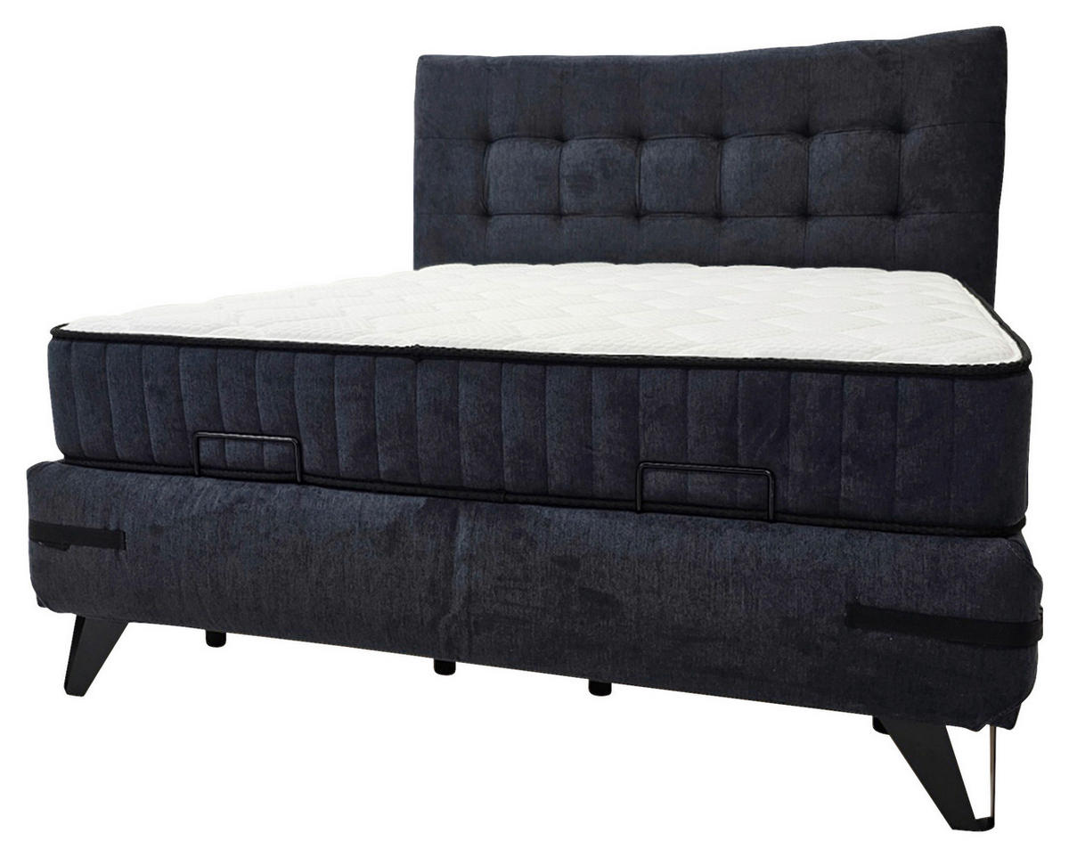 Pat Tapițat Cu Saltea 160x200, 160/200 cm, antracit - antracit, Modern, metal/textil (160/200cm) - Hom`in