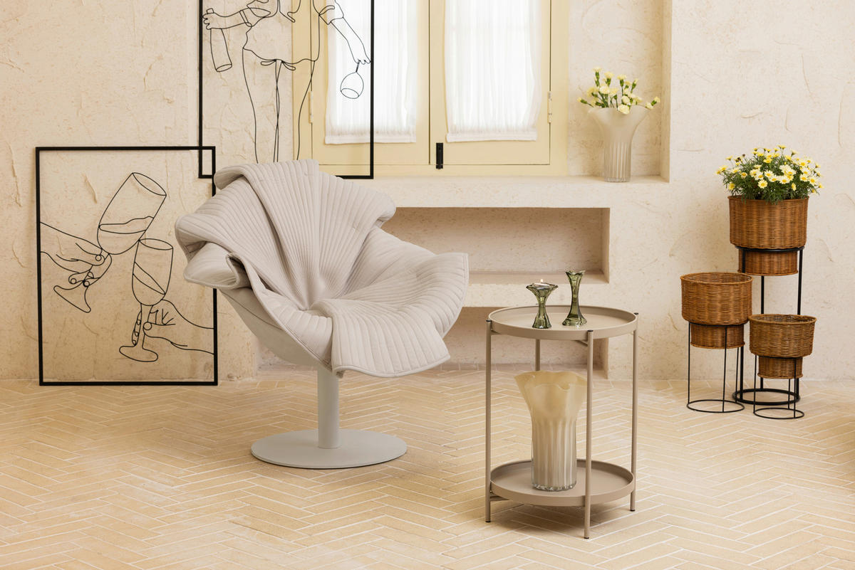 DESIGN-FOTEL - bézs/ezüst, Trend, műanyag/textil (78,5/79/86cm) - Ambia Home