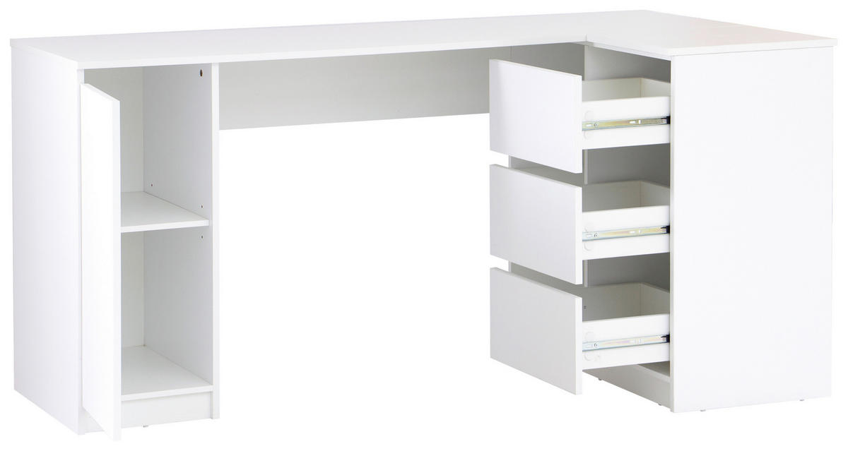 ECKSCHREIBTISCH  in Weiss  - Weiss, Modern, Holzwerkstoff (154/77/84.5cm) - MID.YOU