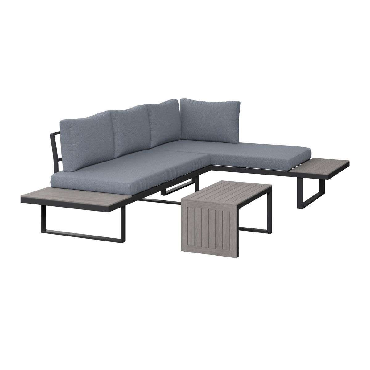LOUNGEGARNITUR  182/252 cm  Aluminium  - Grau, MODERN, Kunststoff/Textil (182/252cm) - Ambia Garden