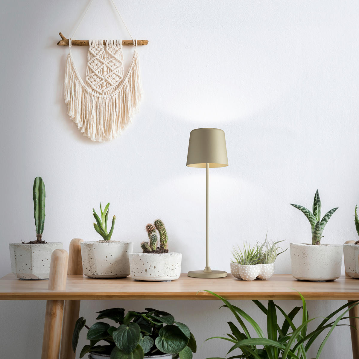 AKKU-TISCHLEUCHTE Kaami 10/37 cm   - Cappuccino, Basics, Kunststoff/Metall (10/37cm) - Brilliant