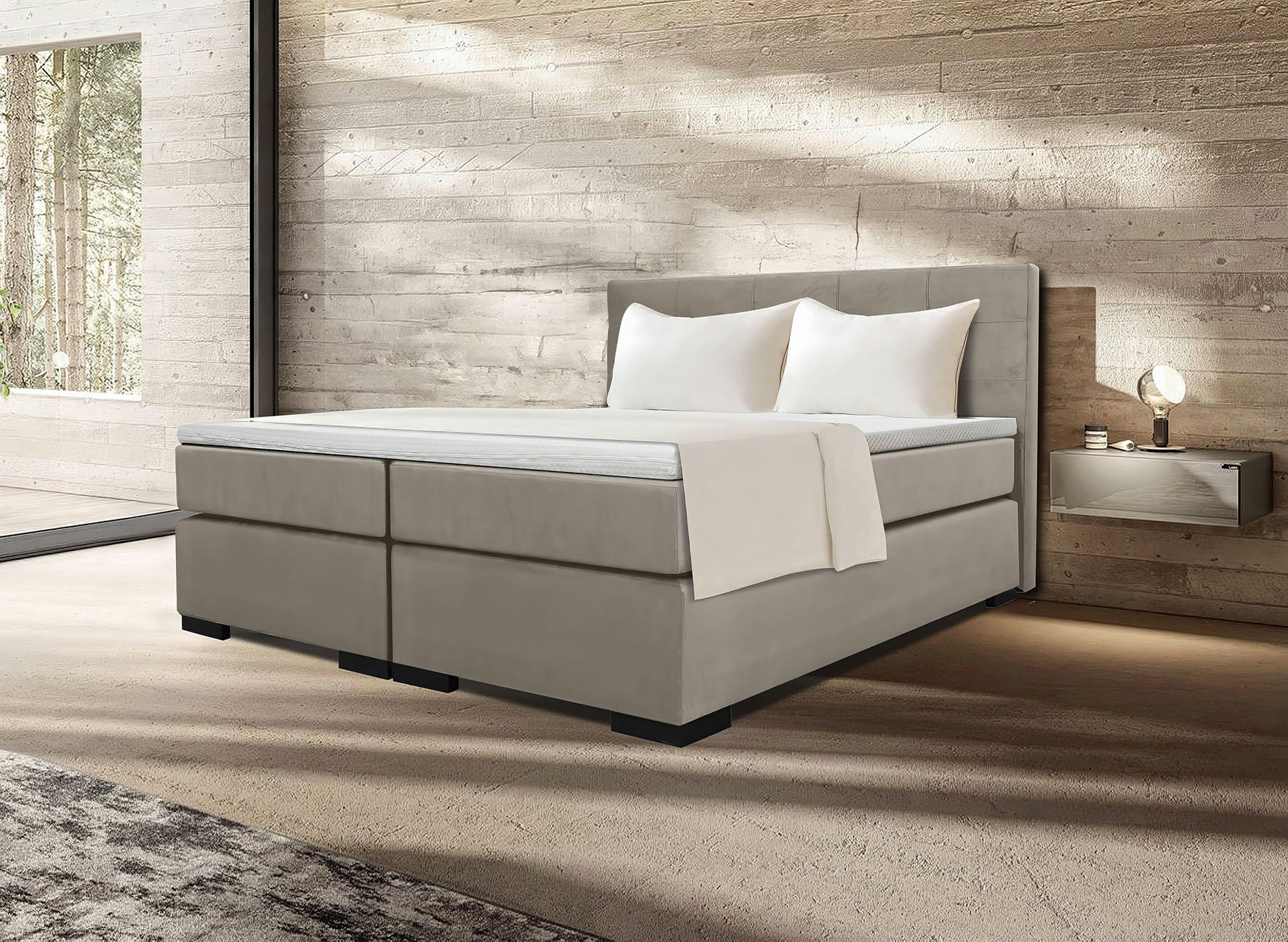 MID.YOU BOXSPRINGOVÁ POSTEĽ, 180/200 cm, krémová