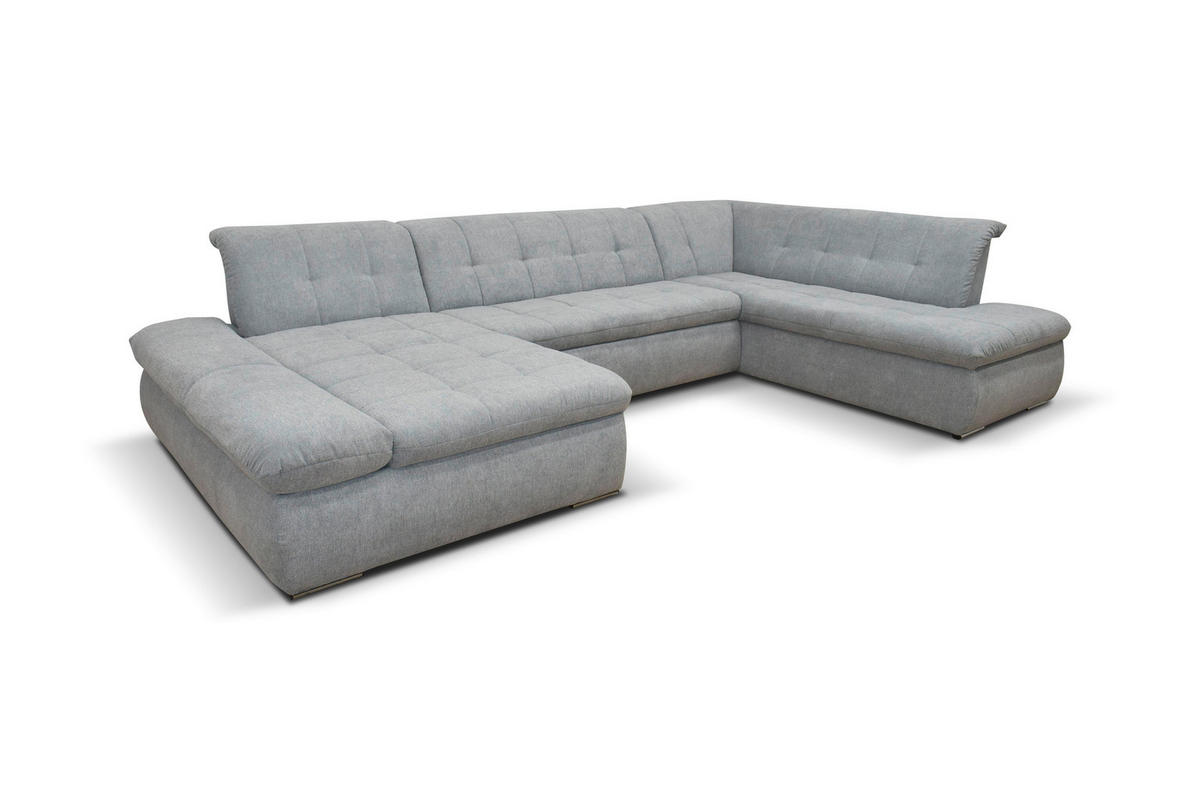 WOHNLANDSCHAFT Grau Mikrofaser  - Chromfarben/Grau, KONVENTIONELL, Textil/Metall (172/353/216cm) - MID.YOU