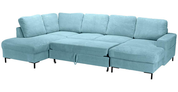 WOHNLANDSCHAFT Türkis Cord  - Türkis/Schwarz, KONVENTIONELL, Textil/Metall (197/303/148cm) - Carryhome