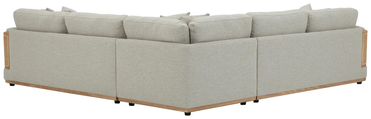 ECKSOFA WIENER GEFLECHT Beige, Creme Flachgewebe  - Beige/Creme, LIFESTYLE, Holz/Kunststoff (294/294cm) - Livetastic