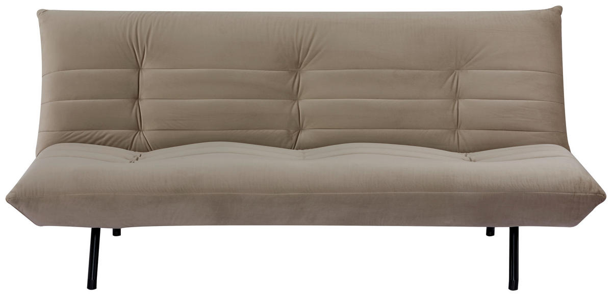 SCHLAFSOFA in Samt Taupe  - Taupe/Schwarz, MODERN, Textil/Metall (185/82/62cm) - MID.YOU
