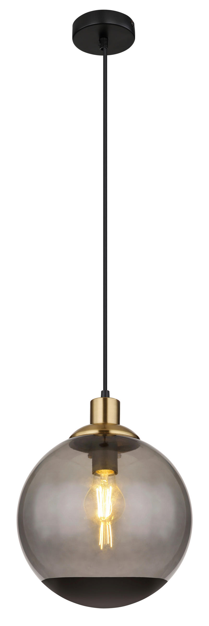 LAMPĂ SUSPENDATĂ 25/120 cm  - negru/alămiu, Design, plastic/sticlă (25/120cm) - Globo