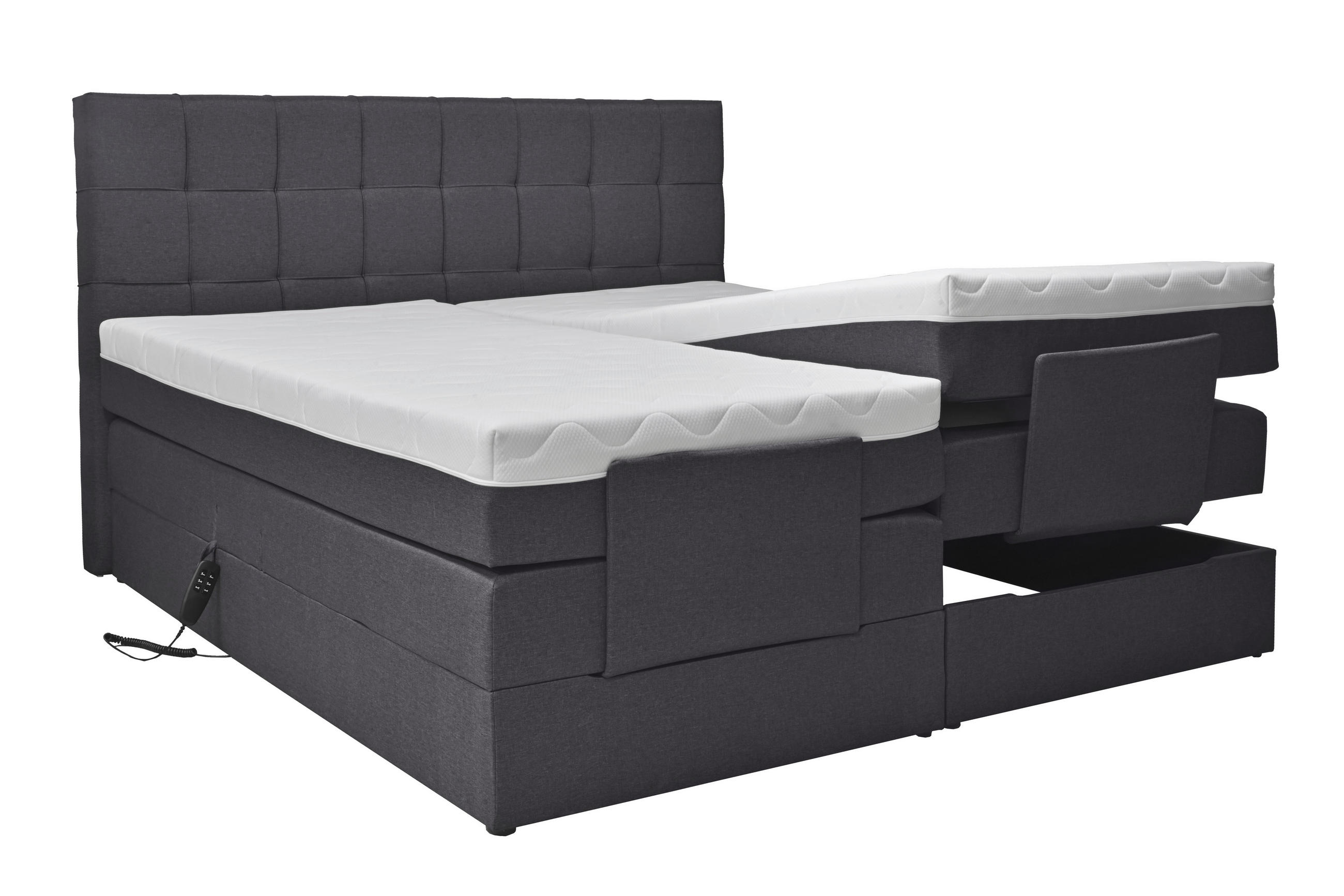 BOXSPRINGBETT 180/200 cm  in Grau  - Schwarz/Grau, Basics, Kunststoff/Textil (180/200cm) - Moderano