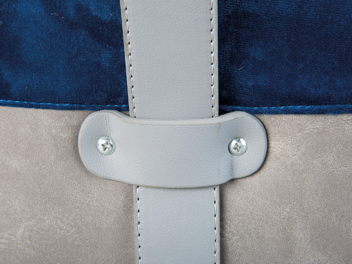 TABURETKA, plast, textil, kompozitné drevo, 38/43/32,5 cm - modrá/sivá, Konventionell, kompozitné drevo/textil (38/43/32,5cm) - MID.YOU