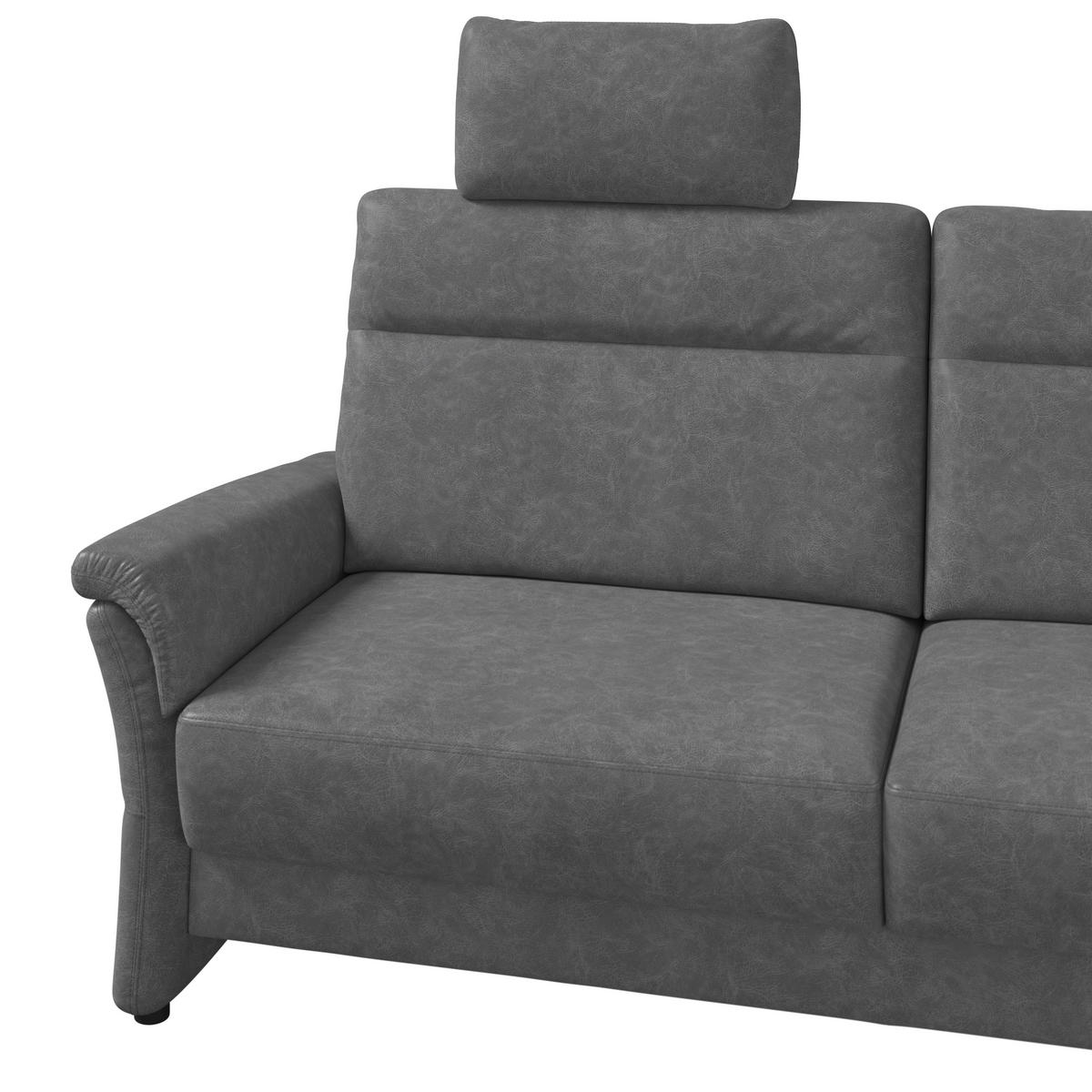 3,5-SITZER Mikrofaser Dunkelgrau  - Dunkelgrau/Schwarz, KONVENTIONELL, Kunststoff/Textil (205/98/91cm) - Elegando
