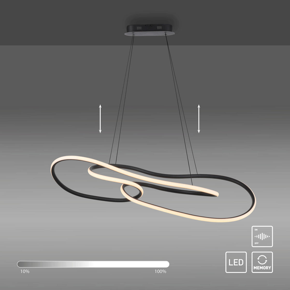 VISEČA LED-SVETILKA  TWIST 64 W//2700 K/230 V/ - črna, Design, kovina/umetna masa (122/40/120cm)