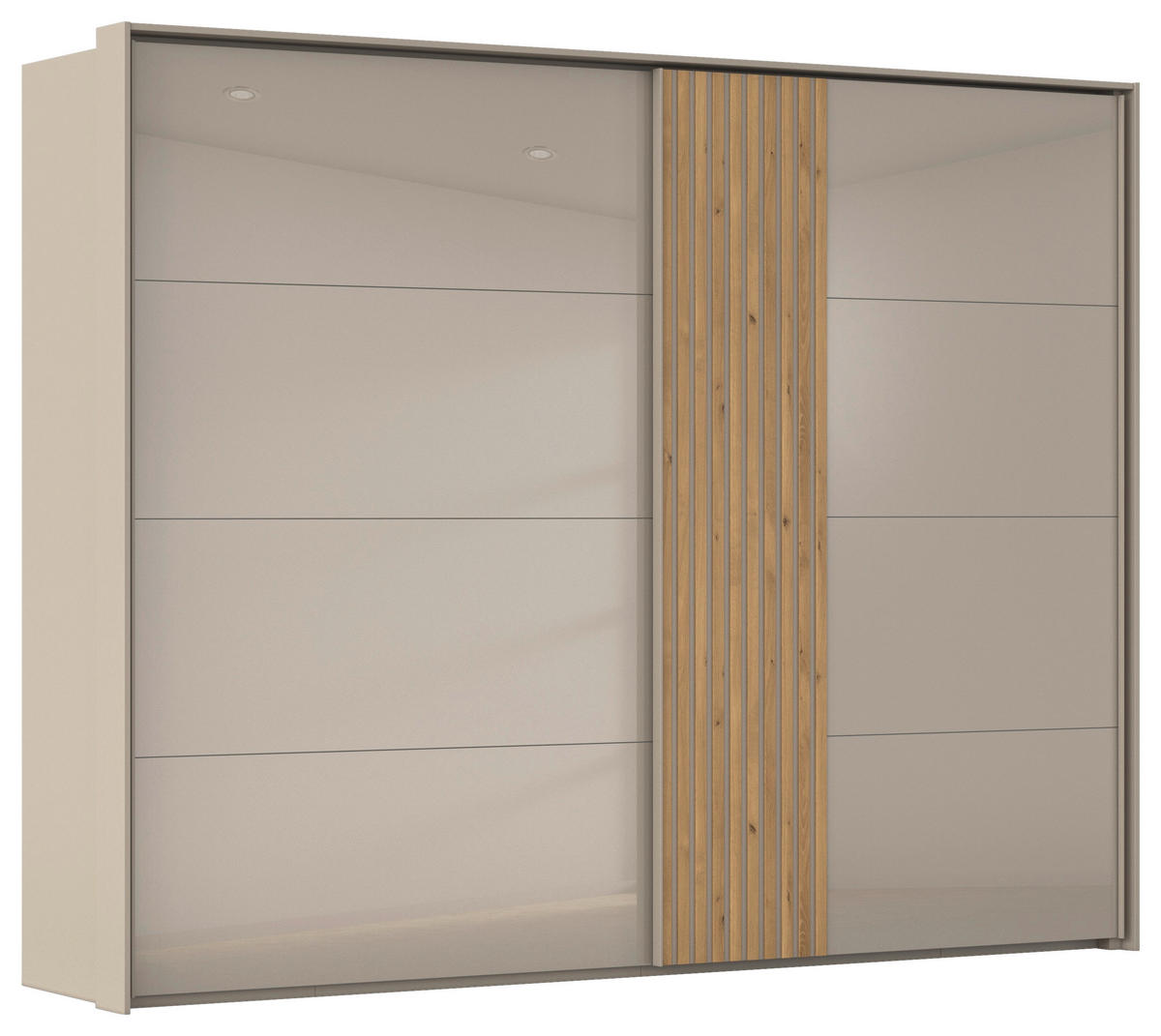 SCHWEBETÜRENSCHRANK  in Eichefarben, Fango  - Fango/Eichefarben, Design, Glas/Holzwerkstoff (262/223/68cm) - Novel