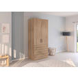 DREHTÜRENSCHRANK in Eichefarben - Eichefarben/Silberfarben, Design, Holzwerkstoff/Kunststoff (101/223/60cm) - Novel