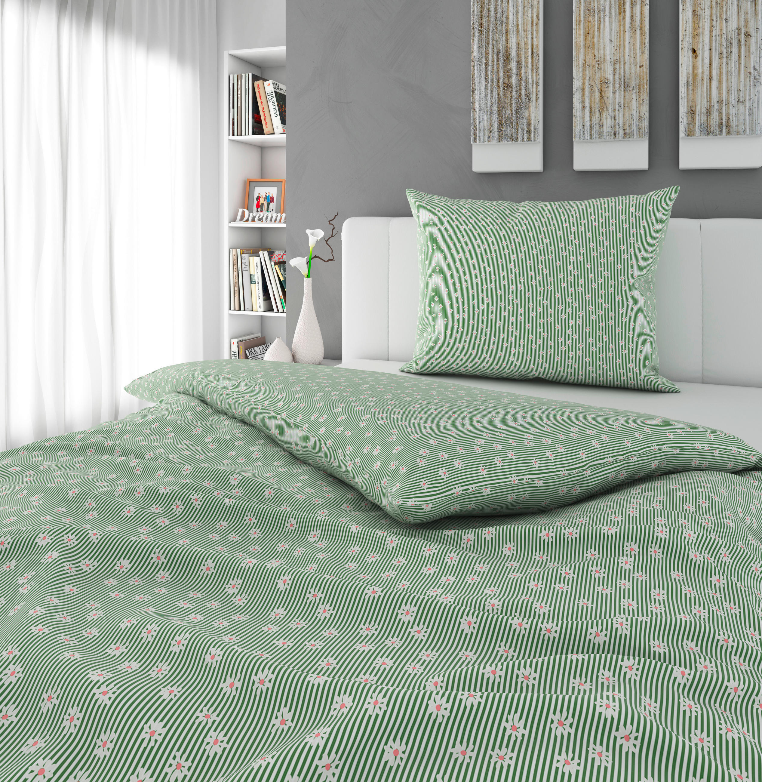 POSTELJINA 140/200 cm  DAISY  - zelena, Konvencionalno, tekstil (140/200cm) - Esposa