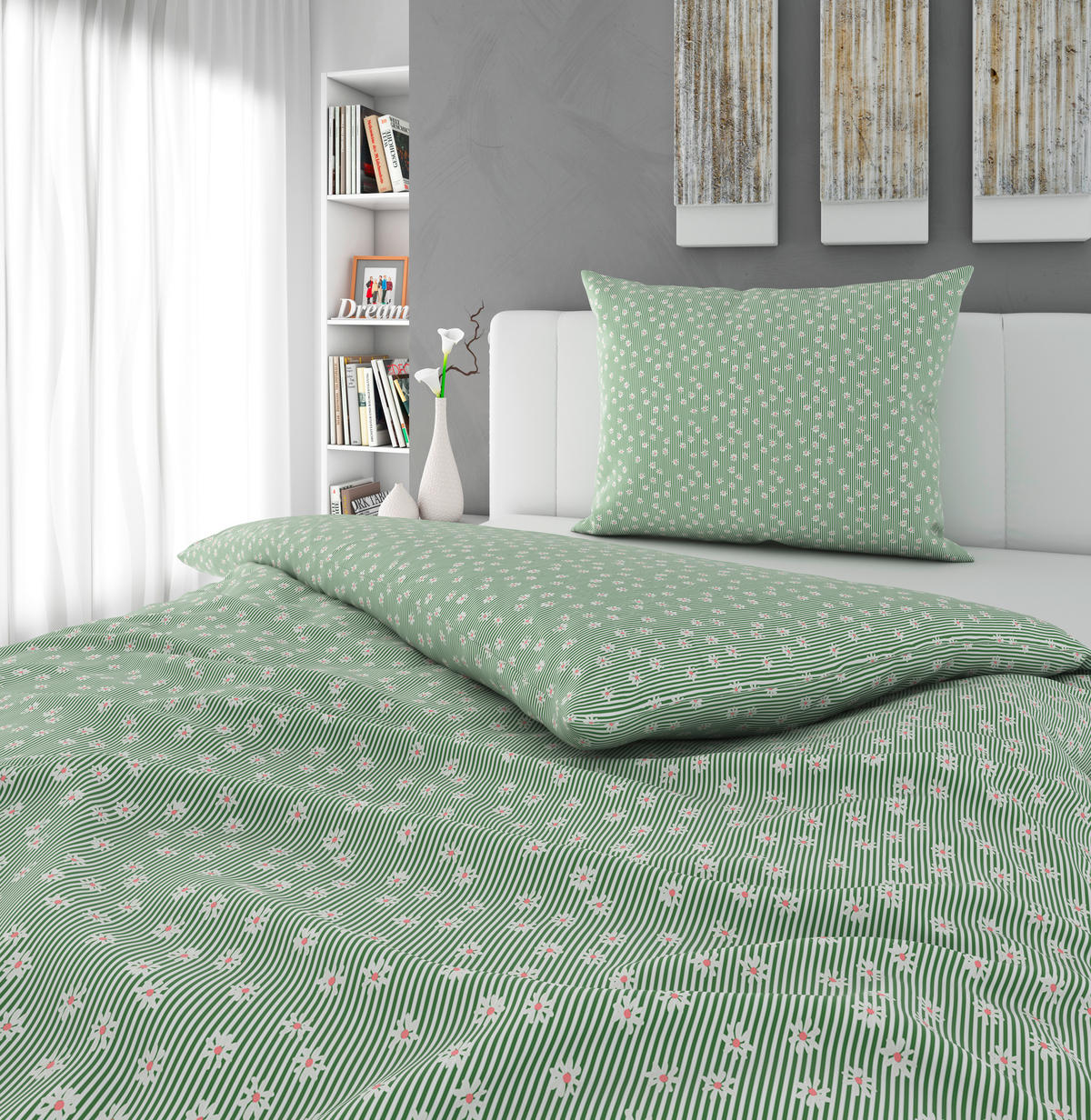POSTEĽNÁ BIELIZEŇ - zelená, Konventionell, textil (140/200cm) - Esposa