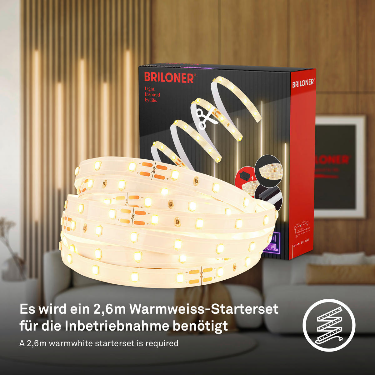 LED-STRIP 260 cm  Pimp Your Panel Erweiterung  - Weiß, Basics, Kunststoff (260cm) - Briloner