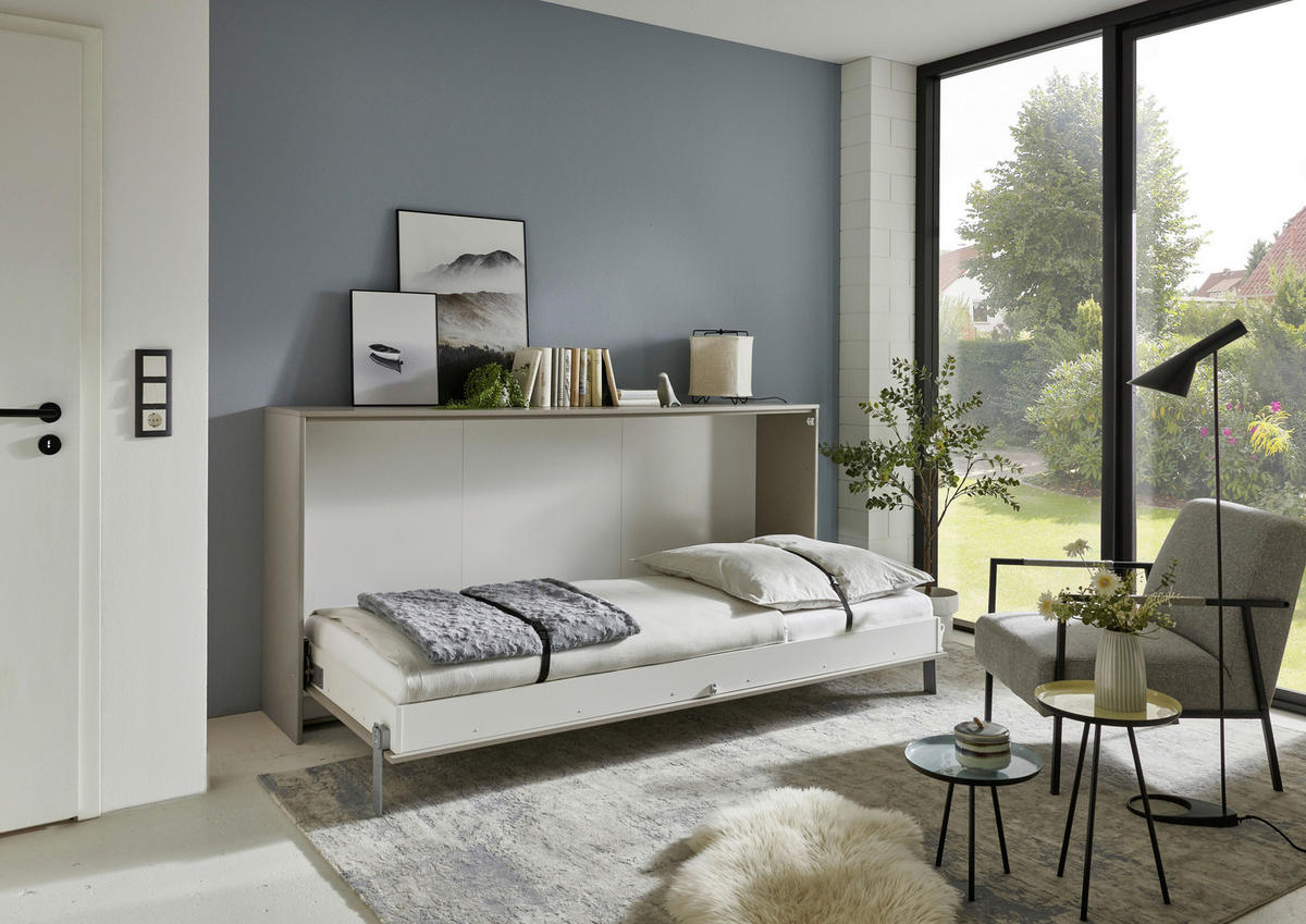 KLAPPBETT 90/200 cm,  in  in Weiß, Sahara,  - Weiß/Sahara, Design, Holz/Holzwerkstoff (90/200cm) - Carryhome