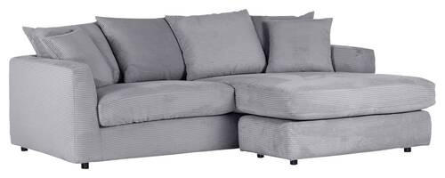 ECKSOFA in Cord Hellgrau  - Hellgrau/Schwarz, Design, Kunststoff/Textil (235/175cm) - home24