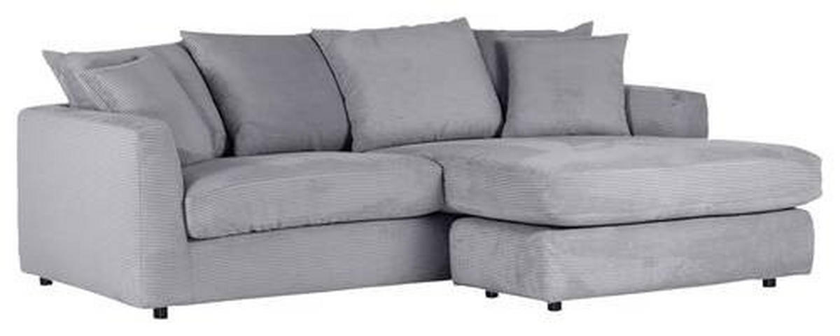 ECKSOFA in Cord Hellgrau  - Hellgrau/Schwarz, Design, Kunststoff/Textil (235/175cm) - home24