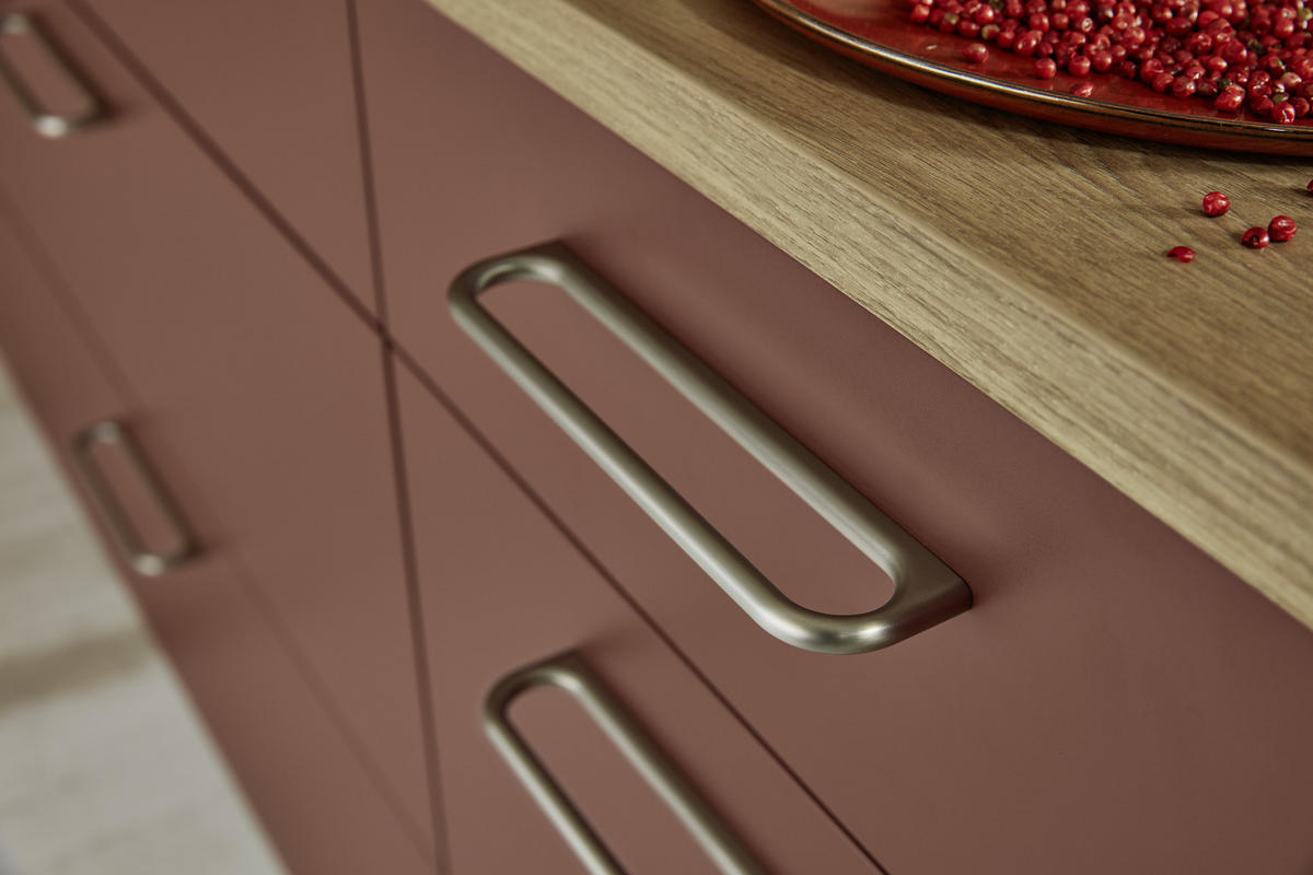 EINBAUKÜCHE MANHATTAN UNI  - Eichefarben/Rot, Design, Holzwerkstoff - Nolte Küchen
