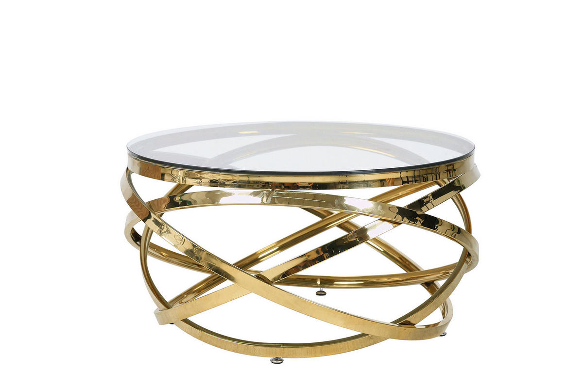 COUCHTISCH Sicherheitsglas 80/80/42 cm rund Klar, Goldfarben  - Klar/Goldfarben, Design, Glas/Metall (80/80/42cm) - Livetastic