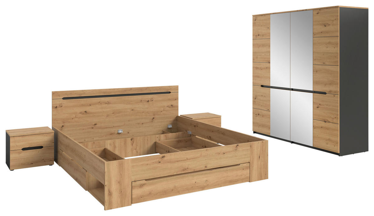 SCHLAFZIMMER Grau, Eiche Artisan  - Eiche Artisan/Grau, MODERN, Holzwerkstoff - MID.YOU