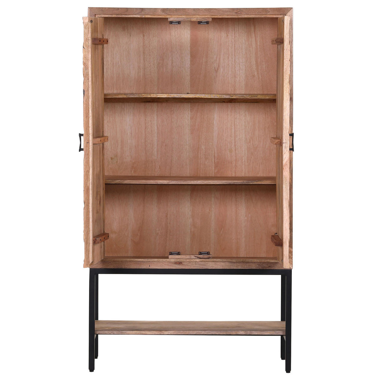 BARSCHRANK Mangoholz massiv Naturfarben  - Schwarz/Naturfarben, Design, Holz/Metall (90/160/45cm) - Landscape