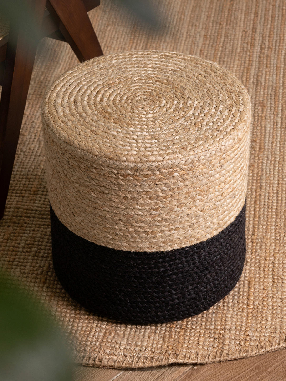 POUF Struktur Uni 40/40/40 cm  - Goldfarben/Schwarz, Design, Textil (40/40/40cm)