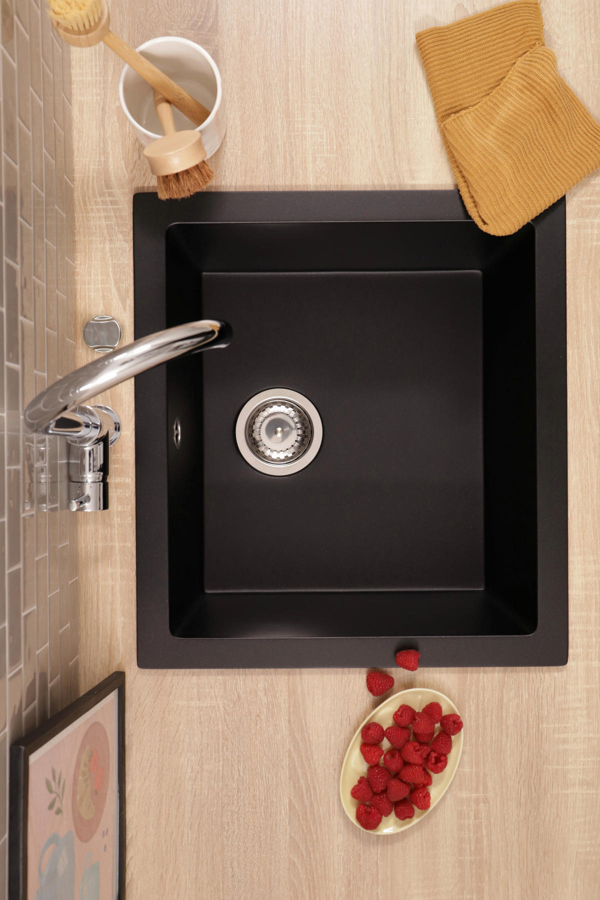 Chiuvetă Bucătărie - negru, Trend, piatră (52/22/47cm) - Respekta