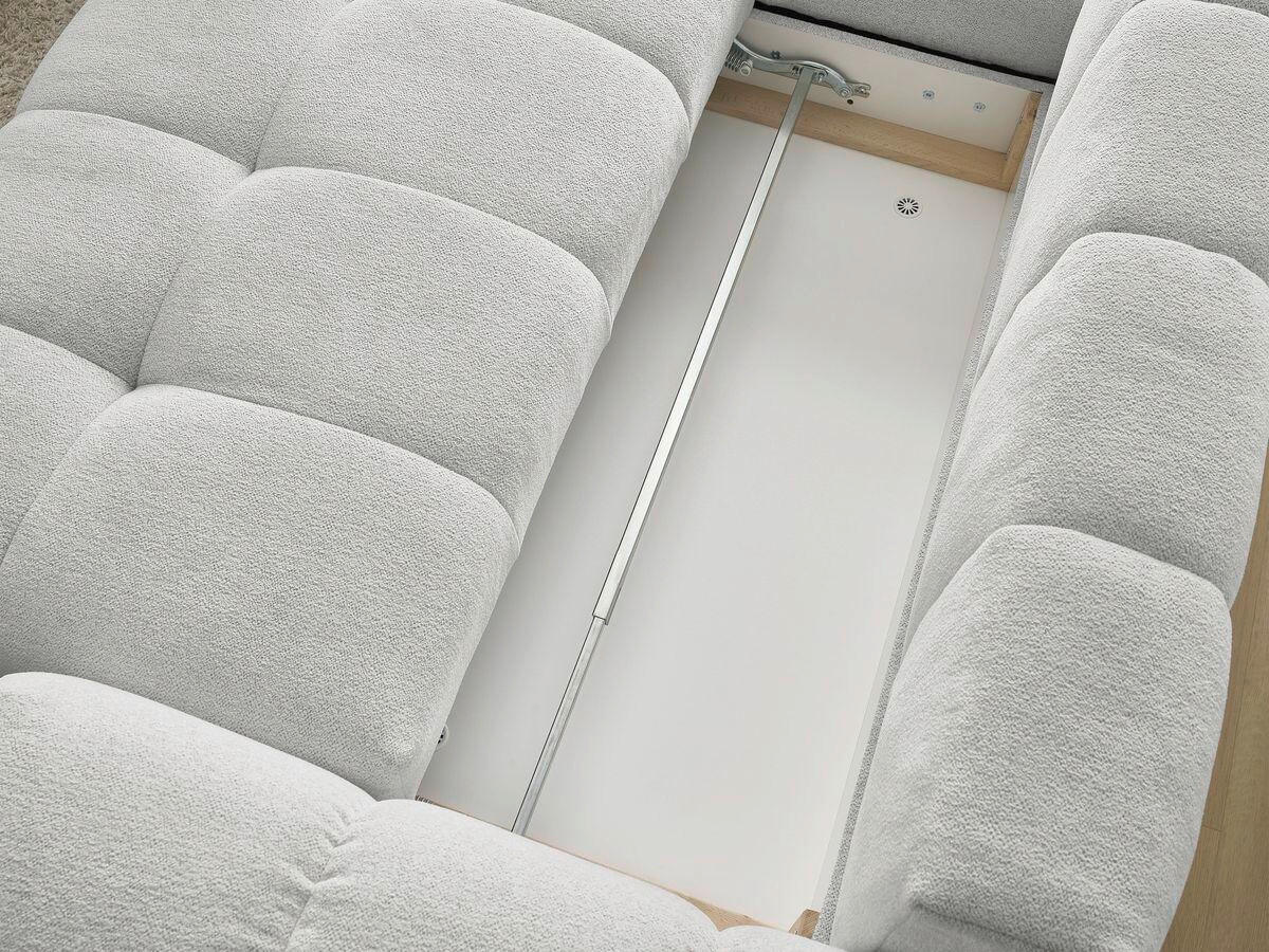 ECKSCHLAFSOFA EVEREST  mit Rücken echt, Armteil links, Armteil rechts Flachgewebe Hellgrau  - Hellgrau/Schwarz, MODERN, Kunststoff/Textil (320/212cm)