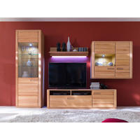 WOHNWAND 303/209/51 cm  in Buchefarben  303/209/51 cm    - Silberfarben/Buchefarben, Design, Glas/Holz (303/209/51cm) - Livetastic