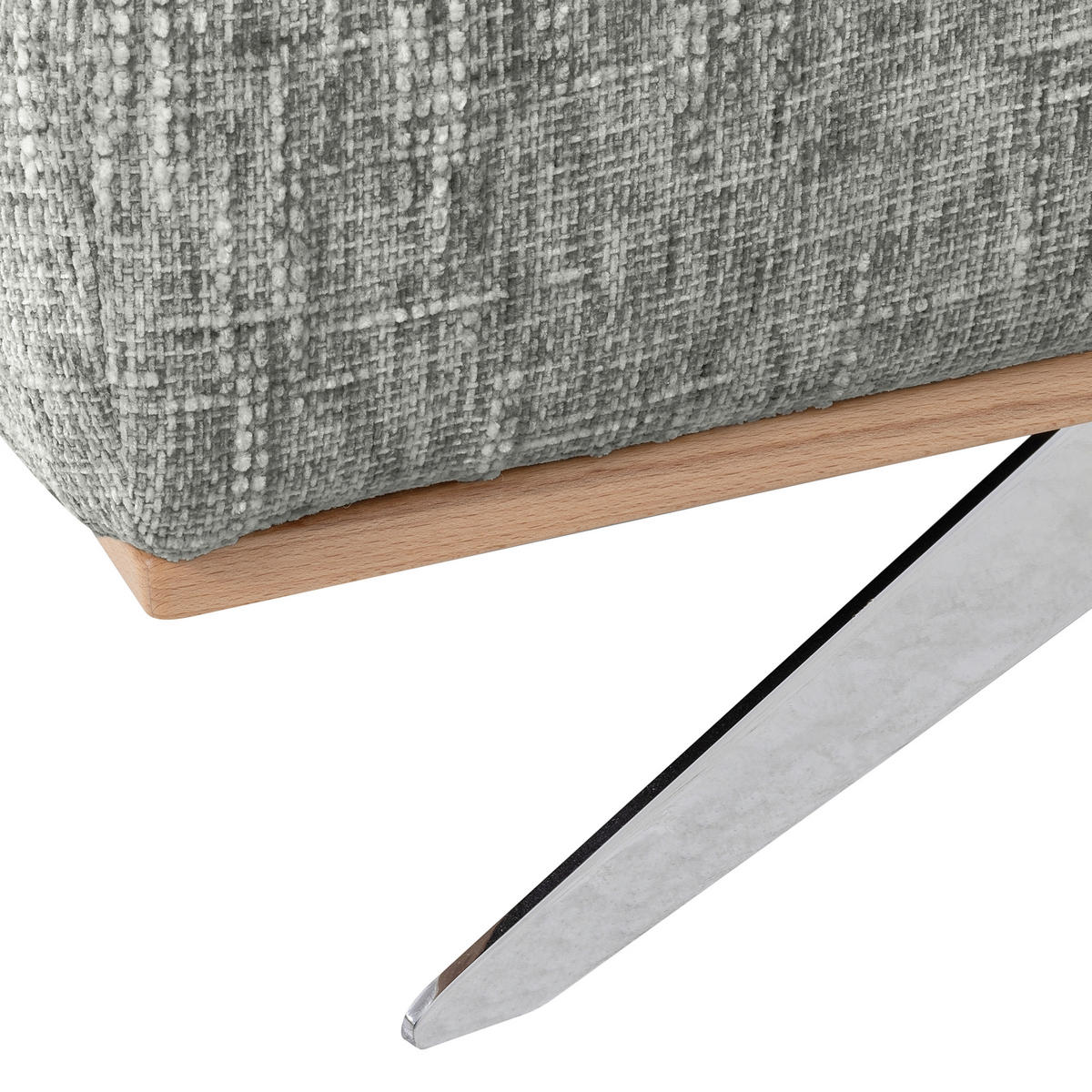 ECKSOFA PORTLAND Grau Struktur Kopfteilverstellung  - Chromfarben/Naturfarben, Design, Holz/Textil (295/187cm) - Livetastic