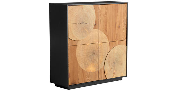 KOMMODE , 110/115,5/40 cm,  - Eichefarben/Schwarz, LIFESTYLE, Holzwerkstoff (110/115,5/40cm) - Xora