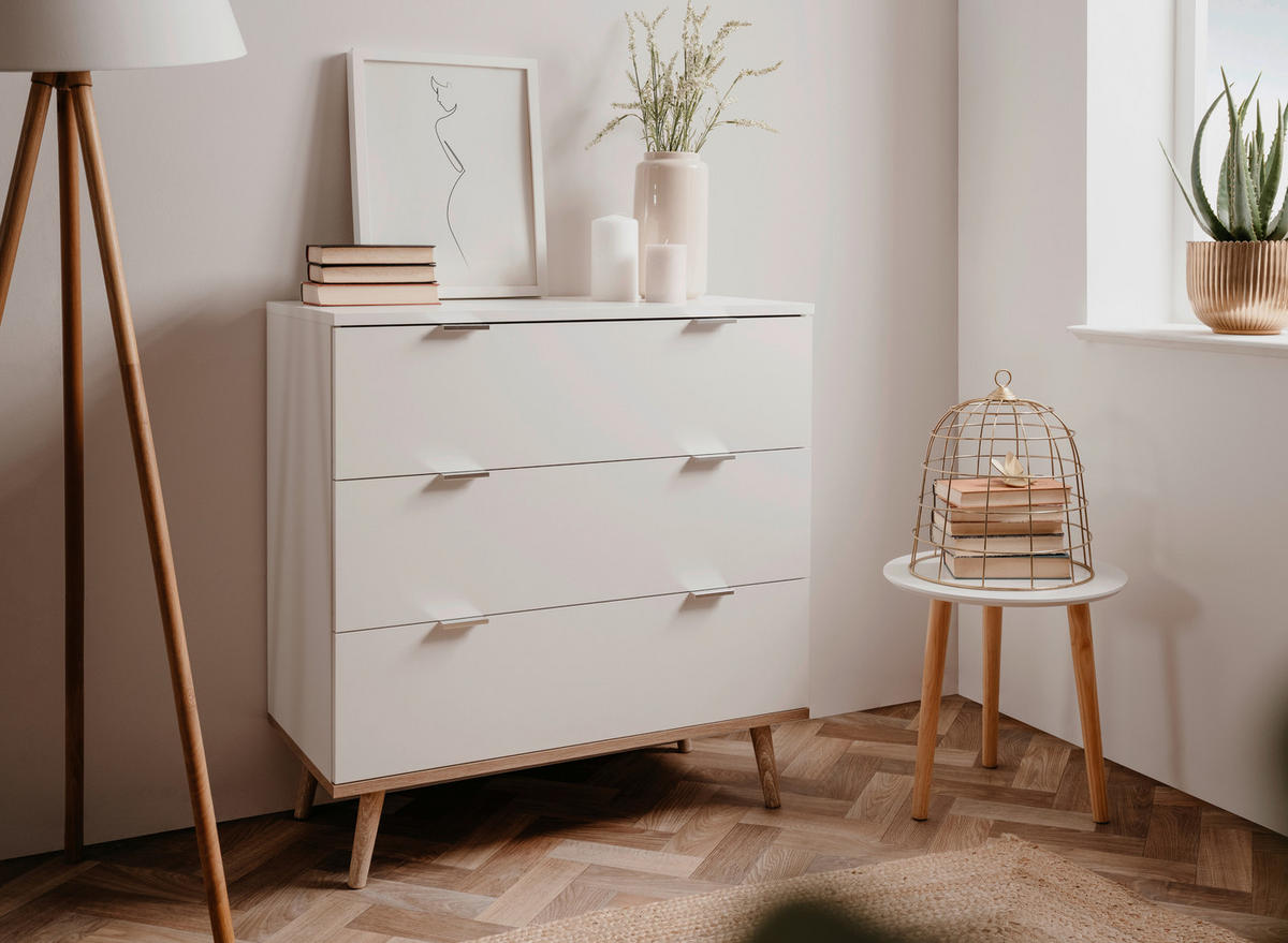 KOMMODE  in 80/86,5/40 cm  - Silberfarben/Weiß, KONVENTIONELL, Holz/Holzwerkstoff (80/86,5/40cm) - MID.YOU