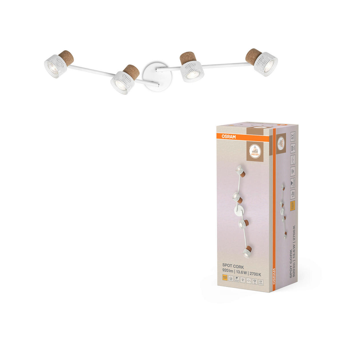 LED-STRAHLER 81,3/10/14,5 cm   - Weiß, Basics, Holz/Metall (81,3/10/14,5cm) - Osram