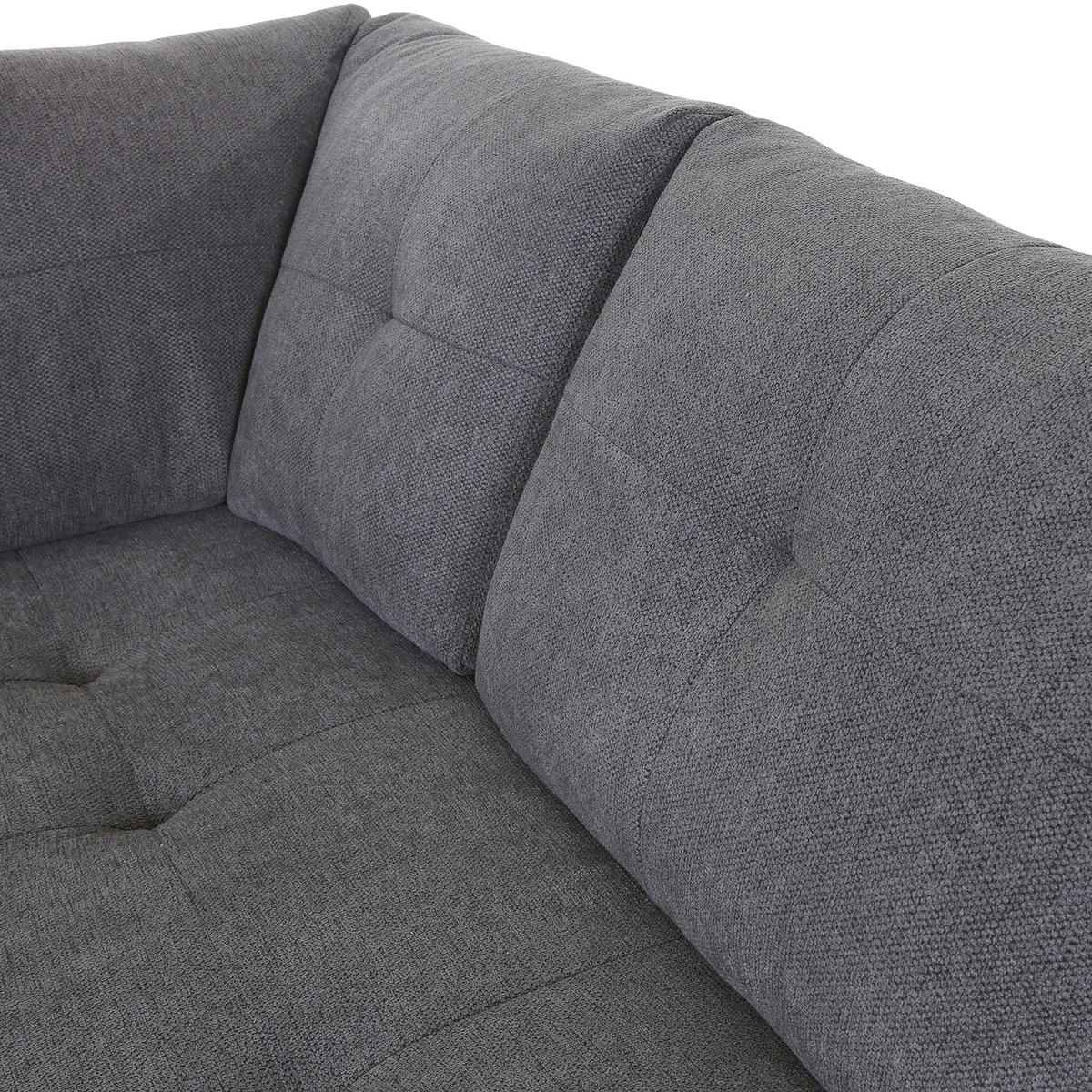 WOHNLANDSCHAFT in Flachgewebe Dunkelgrau  - Chromfarben/Dunkelgrau, Konventionell, Kunststoff/Textil (180/338/217cm) - Hom`in