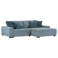 ECKSOFA  in Flachgewebe Blau, Petrol  270/190 cm  - Blau/Petrol, KONVENTIONELL, Holz/Textil (270/190cm) - Carryhome