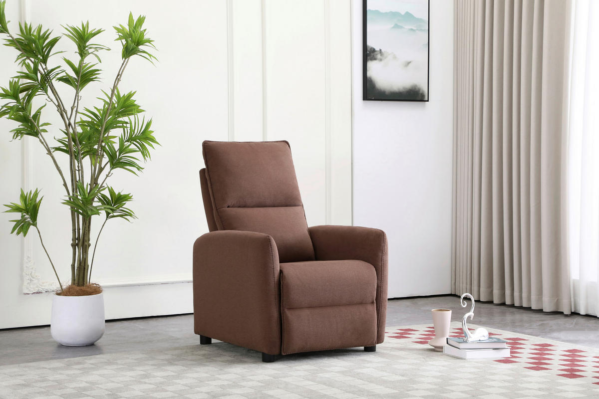 Fotoliu Pentru Televizor din lemn, metal, plastic, textil, maro - maro/negru, Konventionell, plastic/lemn (74/101/95cm) - Carryhome