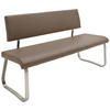 SITZBANK 175/86/59 cm Echtleder Edelstahlfarben, Cappuccino  - Edelstahlfarben/Cappuccino, Design, Leder/Metall (175/86/59cm) - Livetastic
