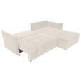 ECKSOFA Creme Plüsch Zierkissen, Rückenkissen, Bettkasten, Schlaffunktion, Rücken echt, Liegefläche im Originalstoff  - Creme/Schwarz, KONVENTIONELL, Kunststoff/Textil (253/192cm) - Carryhome