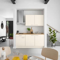 KÜCHENBLOCK Touch 180 cm  in Eichefarben, Magnolie  - Edelstahlfarben/Eichefarben, MODERN, Holzwerkstoff/Metall (180cm) - Nobilia