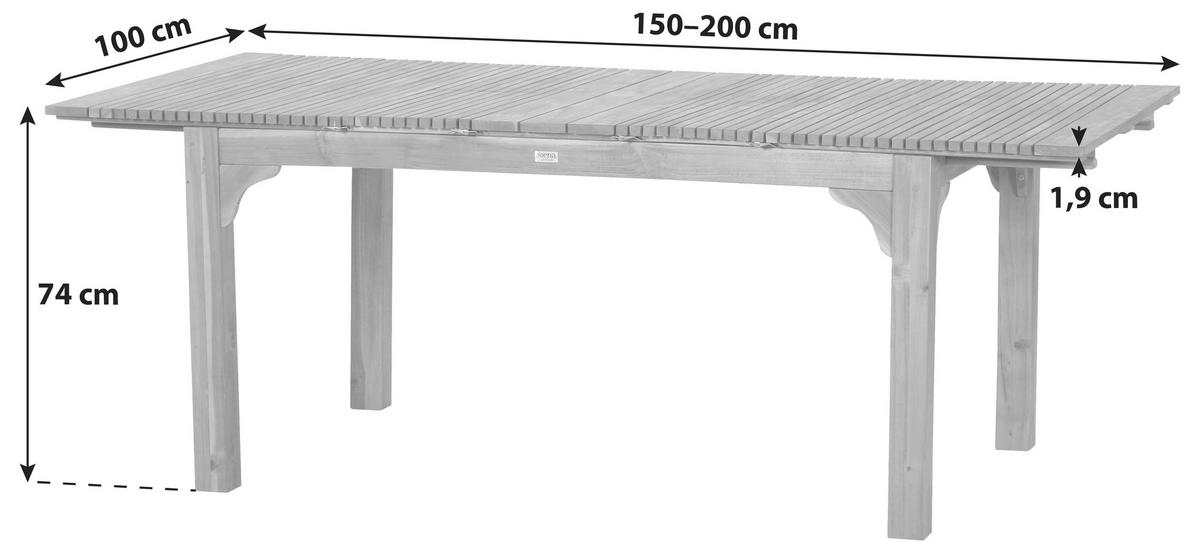 GARTENTISCH 150/100/74 cm Holz rechteckig  - Akaziefarben, KONVENTIONELL, Holz (150/100/74cm) - Siena Garden