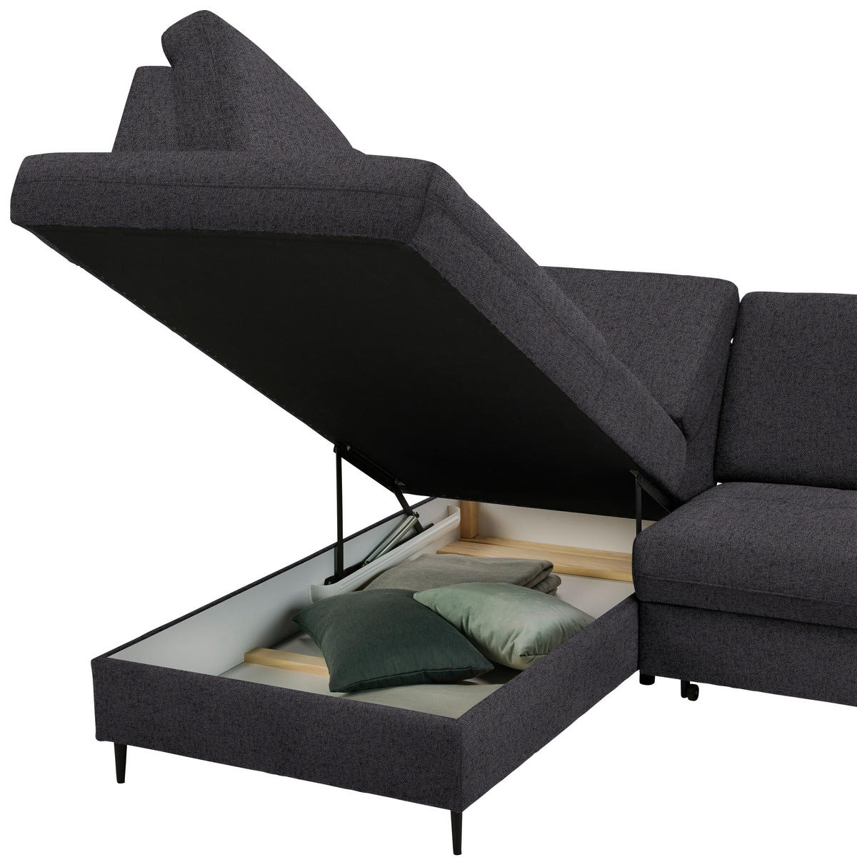 ECKSOFA in Chenille Dunkelbraun  - Dunkelbraun/Schwarz, Modern, Holz/Textil (184/241cm) - Carryhome