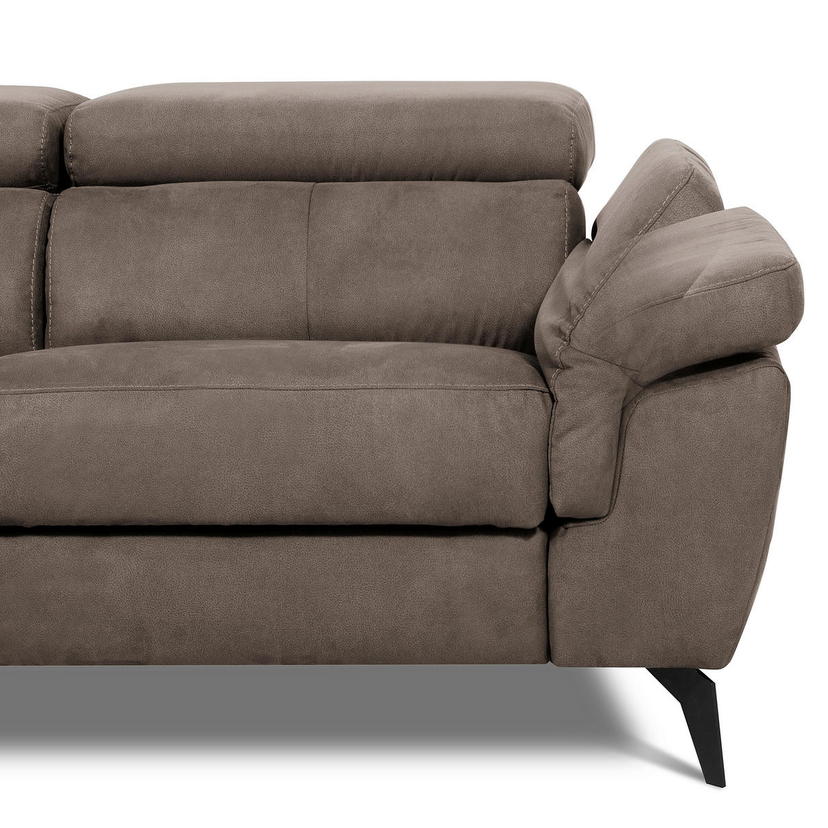 ECKSOFA SONO in Lederlook Braun Armteilverstellung, Kopfteilverstellung  210/265 cm  - Schwarz/Braun, Design, Textil/Metall (210/265cm) - Livetastic