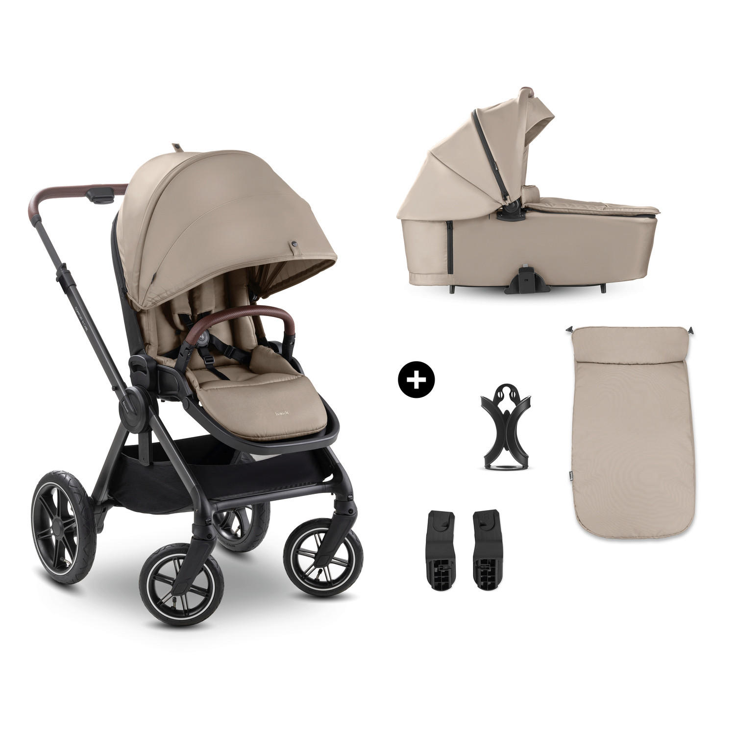 KOMBIKINDERWAGEN Comfort N Care Air Set  - Hellbraun/Anthrazit, Basics, Kunststoff/Textil (59.5/114/99cm) - Hauck
