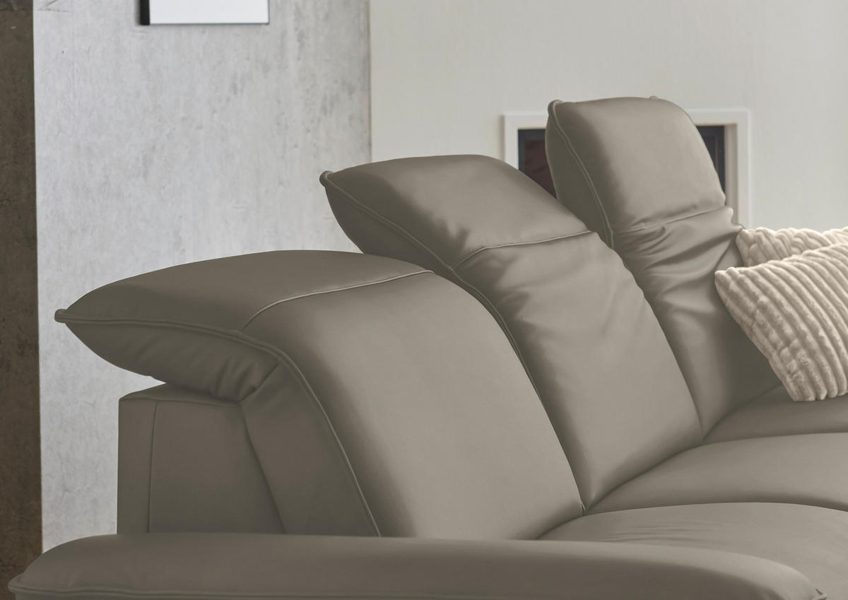 ECKSOFA  Echtleder Cappuccino  - Schwarz/Cappuccino, Design, Leder/Metall (307/169cm) - Beldomo Premium