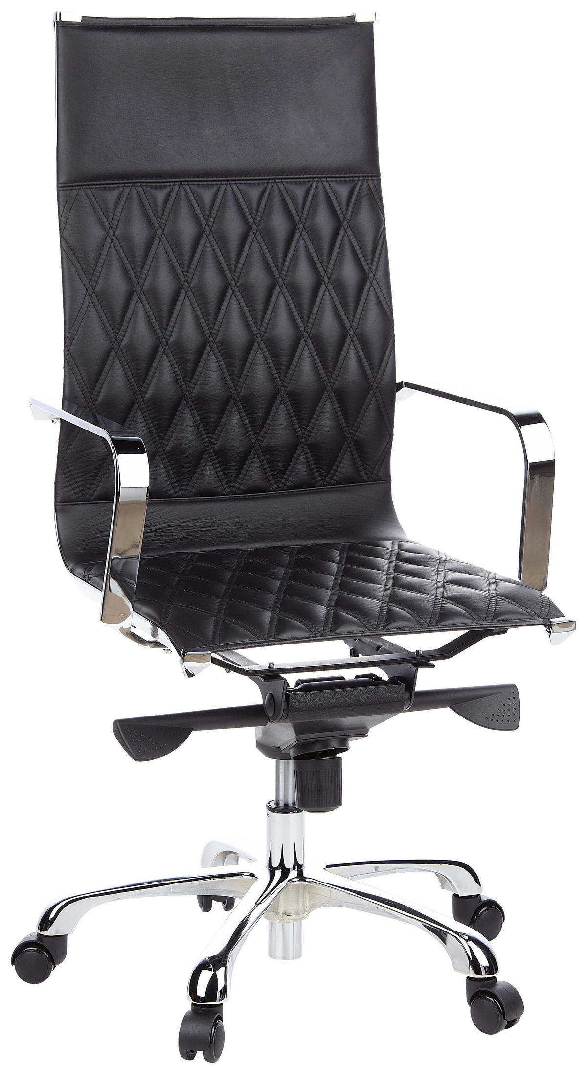 BESUCHERSTUHL  in Schwarz  - Silberfarben/Schwarz, MODERN, Leder/Metall (62cm) - MID.YOU